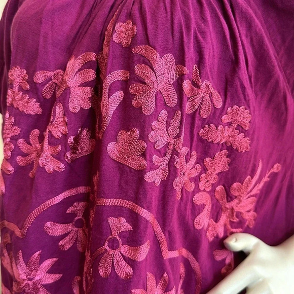 NWT Free People Fiona Embroidered Mini Dress Bright Plum Size Medium - Picture 6 of 11